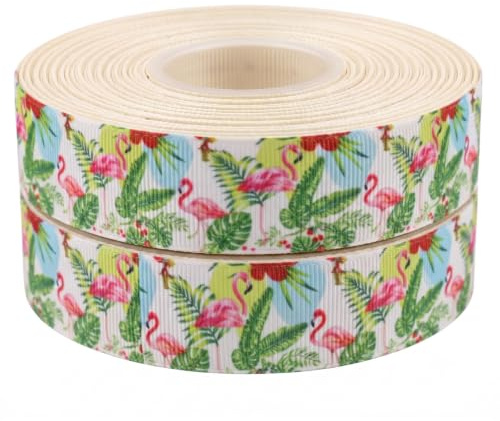 Rosa och blå flamingos 2 m x 22 mm breda för personlig födelsedagstårta dekoration band & dekorationsidéer för present presentinslagning rosetttoppers omslag för väskor låda ballong strängkort konst hantverk band