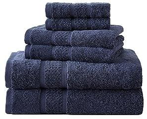 Nautica - Bath Towels, Highly Absorbent & Fade Resistant Bathroom Essentials, Oeko-Tex Certified (Oceane Navy, 6-Piece)