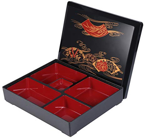 DOITOOL Laccato Pranzo Bento Box Giapponese Tradizionale Pranzo Bento Scatole Scomparti Porta-Cibo Organizzazione Contenitore