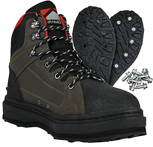 Paramount Outdoors Deep Eddy Cleated Rubber Bottom Wading Boots, Rubber Sole Wader Boots (12)