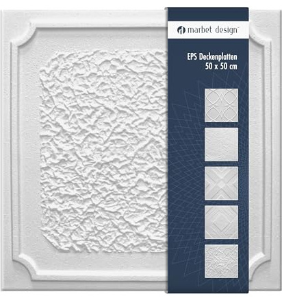 Takplattor av polystyren EPS – takpaneler, lätta och robusta i modern design (10 m² ekonomipaket ANTIK 50 x 50 cm), takplatta, våtrum, takdekoration