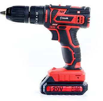 Casals - Taladro Percutor a Batería | 20V 2.0Ah Ion Litio | 18 Niveles de Par | 1400rpm 30Nm | 3en1 (Atornillador/Taladro/Percutor) | Recarga Intercambiable Extraíble
