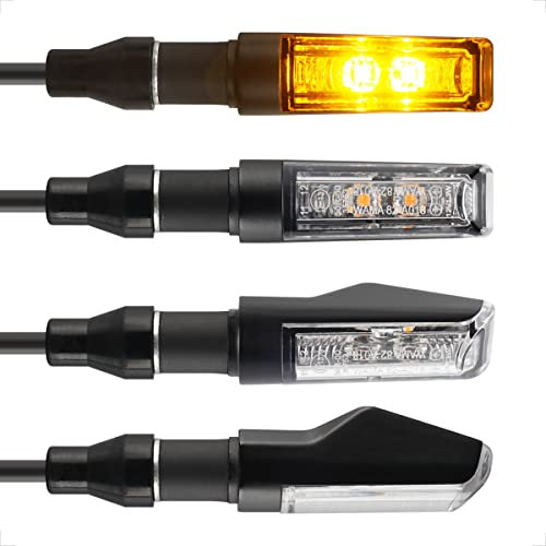 evermotor Universal 12V 4 Stück E13 Motorrad LED Blinker Aluminiumschale Doppelte helle LED mit schöner Oberflächenbehandlung IP67 Wasserdicht E geprüft Amber
