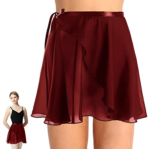 SamHeng Falda de envoltura de ballet femenino, falda de baile de gasa de chicas, faldas ajustables de envoltura gimnasia de skate ballet faldas para adolescentes para adultos adolescentes