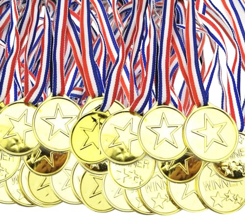 HOMURY Medaglia d'oro per bambini, 100 medaglie d'oro per vincitori, medaglie d'oro per premiare i vincitori, medaglie d'oro per bambini per preferenze di festa e premi sportivi