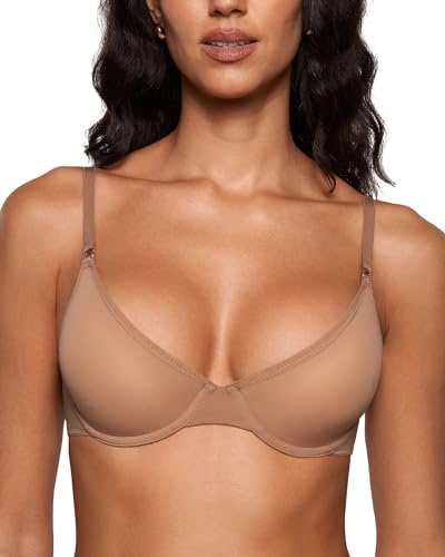 INLYRIC Women's Unlined Sheer Balconette Bra Demi Gravel Beige 36C