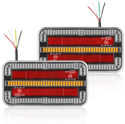 SPARKMOTO 2 x Rectangular LED Trailer Tail Lights 12V 24V Universal, Submersible Led Boat Trailer Lights With 4 Functions,Led Rear Lights For Trailer