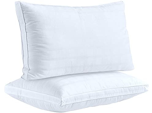 D & G THE DUCK AND GOOSE CO Premium Hotel Quality Pillows – Luxury Down Alternative White Microfiber, Hypoallergenic, 100% Cotton with Elegant Design (48x74 cm /19x29 inches, Pack of 2​