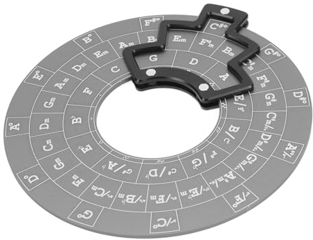 HWGING Circle of Fifths Wheel Music Theory Disc Accessories Melody Tool Metal for Guitar Bass Piano Instruments Learning (Grey)