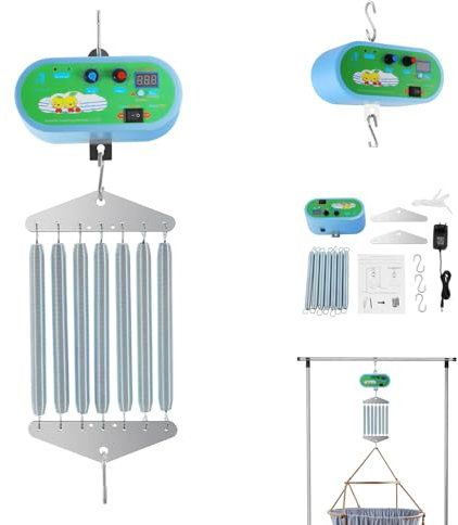 ACROSSPART Hängende Elektrische Wiegensteuerung Geräuscharm Einstellbarem Babywippe Elektrisch Federwiege Motor mit Timer und 7 Starke Federn bis 20 kg
