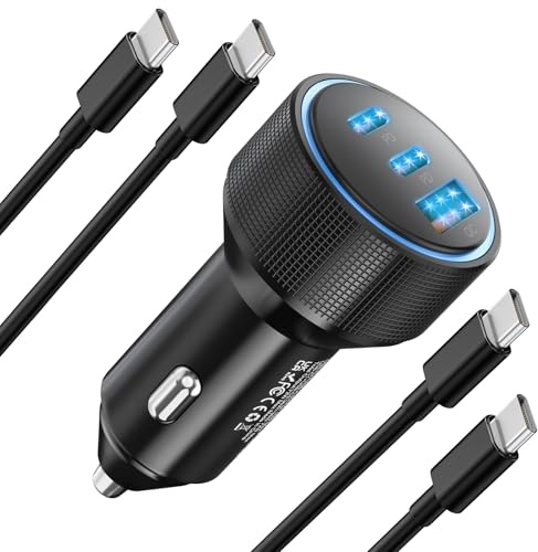 for iPhone 15/16 Pro Max Car Charger, 72W 3-Port Fast USB C Car Charger
