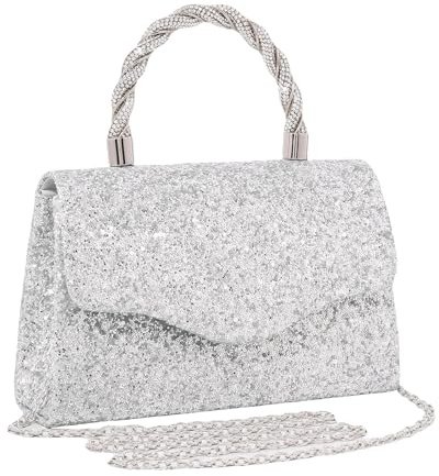 LiveGo Glitter Evening Bag Sparkly, Clutch Purses for Women Wedding Glitter, Women's Clutch Bags, Sequin Bag Envelope Handbags Purses for Prom Cocktail Party Wedding Engagement