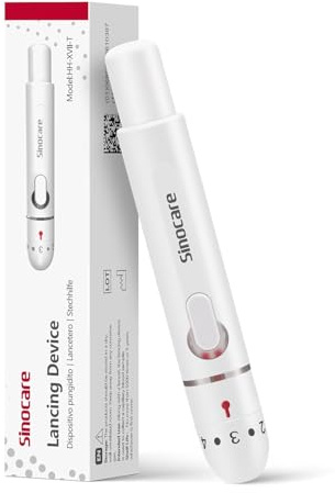 Sinocare Stechhilfe für Universallanzetten, Präzise und Schmerzfreie Blutzuckermessung, Tiefenverstellbare