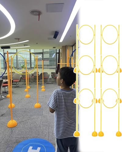 Drone en Kit Kit de Parcours D'obstacles pour Drones D'intérieur pour Enfants, Système de Portique de Jeu pour Quadricoptère avec Base, Cerceaux D'obstacles(6 PACK-DIA 50CM(19.7IN))
