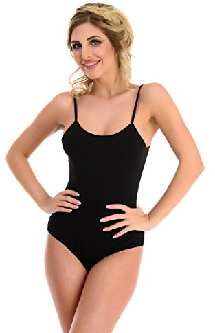 Magi Body para mujer | Body para mujer con tirantes finos, braguita brasileña, tallas S, M, L, XL y XXL, ajuste óptimo | Body para mujer Negro L