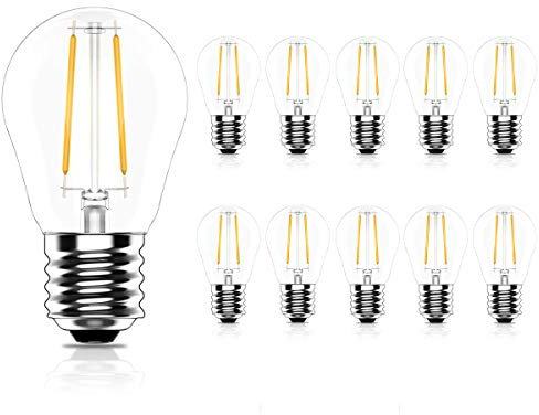 Tuoplyh 10 Stück E27 LED Glühbirne 2W Ersetzt 20 Watt Glühfadenlampe,Vintage LED Filament Glühlampen,Warmweiß 2700K,CRI >80, 200LM,Nicht Dimmbar,AC 220V