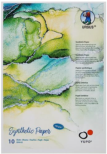URSUS Yupo - Carta sintetica, 192 g, formato DIN A5, 10 fogli, superficie liscia, resistente agli strappi e impermeabile, resistente ai raggi UV, estremamente resistente, riciclabile al 100%,