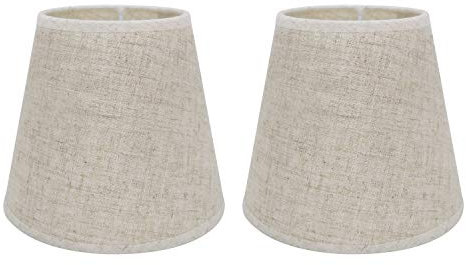 Eastlion 2 Stück Lampenschirme E14/E27 für Tischleuchten Wandleuchten Kristall-Kronleuchter Lampenschirme Obere 10 cm x Höhe 14 cm x Untere 16 cm,Leinen