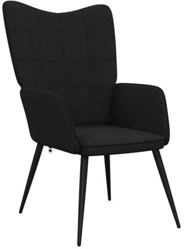 vidaXL Relaxsessel, Sessel mit Stahlgestell, Relaxstuhl Polsterstuhl mit Armlehne, Fernsehsessel Polstersessel Wohnzimmer, Modern, Schwarz Stoff