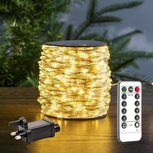 RESNICE LED Fairy Lights Warm White 100FT 30M 300 LED Indoor Plug in String Lights Waterproof Remote Control for Christmas Tree, Bedroom, Backyard, Patio, Garden, Porch, Wedding