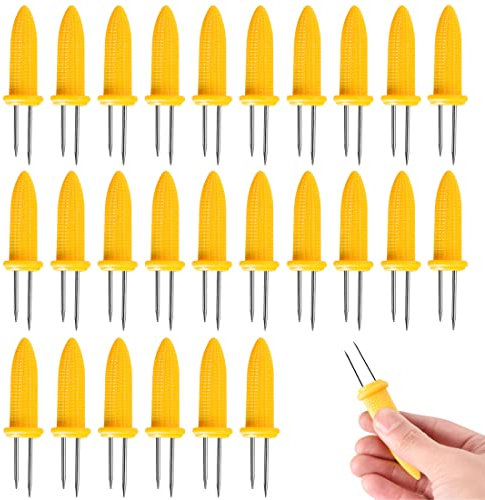 GOOMICK 26 Maiskolbenhalter, Wiederverwendbar, Edelstahl, Gelb, Küchenzubehör, Maiskolben Halter, Essens- Und Obstgabeln, GrillspießE, Geeignet Für Picknick, Grillparty, Gartenparty