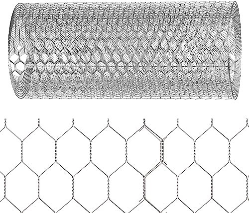Welded Mesh Wire 0.6M x 5M Hexagonal Wire 25mm Hole Size Sturdy Garden Netting Fencing for Protecting Plants, Pets, Flowers, Anti-Rust Galvanized Steel Wire Easy to Cut - Galvanized Silver