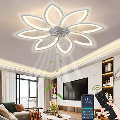 Wildcat Deckenventilator mit Beleuchtung, Modern LED Dimmbar Deckenleuchte mit Ventilator und Fernbedienung Leise, Kreativer 8 Lichter Design Deckenventilatoren mit Beleuchtung