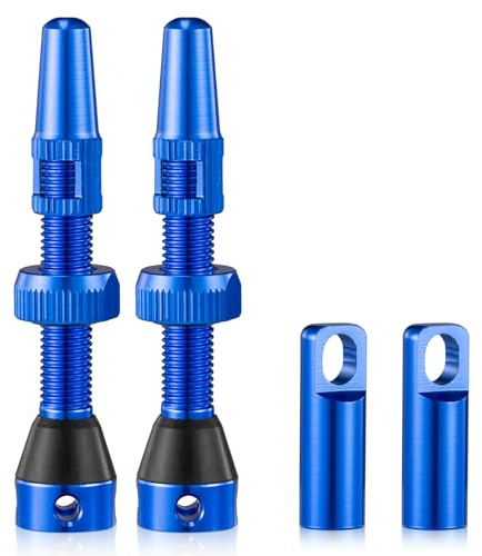 HZJD 2PCS Tubeless Valves, Blue, Alloy Presta Valve Stem, Integrated Core Removal Tool(44 mm)