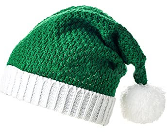 Weihnachtsmann Mütze Mit Grün,Weihnachtsmütze Mit Knitted,Weihnachtsmützen Erwachsene Mit Warme,Nikolausmützen,Weihnachts Strickmütze, Mützen, Erwachsene,Weihnachtsmütze, Gestrickt, (Green, One Size)