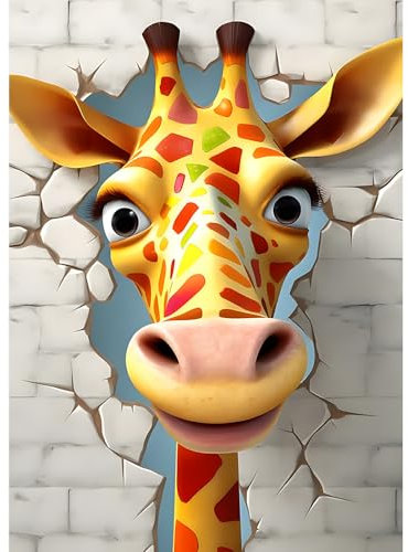 DPHERO DIY Giraffe Diamant Painting Bilder für Erwachsene Anfänger,5D Zeichentrickfilm Diamond Painting Set,DIY Runde Steine Diamant Kunst Kits,3D Visuell Diamant Painting für Zuhause Dekor 30x40 cm