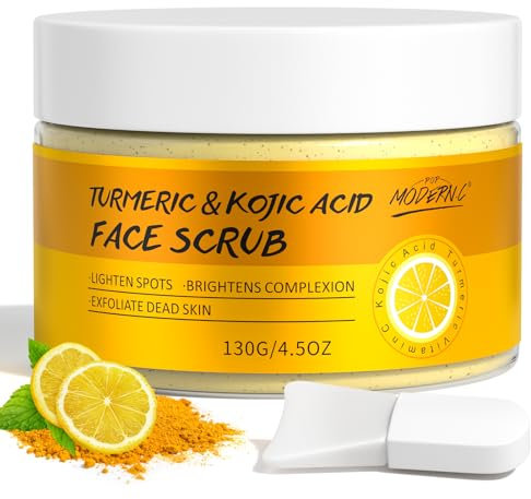 Kurkuma Kojisäure Peeling Gesichts, Vitamin C Aufhellendes Gesichtspeelingcreme, Entfernen Dunkler Flecken, Akne, Mitesser, Turmeric Gesichts Körperpeeling, Kojic Acid Face Scrub Für Frauen Männer