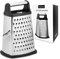 VINAK - Grande râpe de cuisine en acier inoxydable à 4 faces: large + long + fin + zester | Avec poignée ergonomique et base en caoutchouc antidérapante