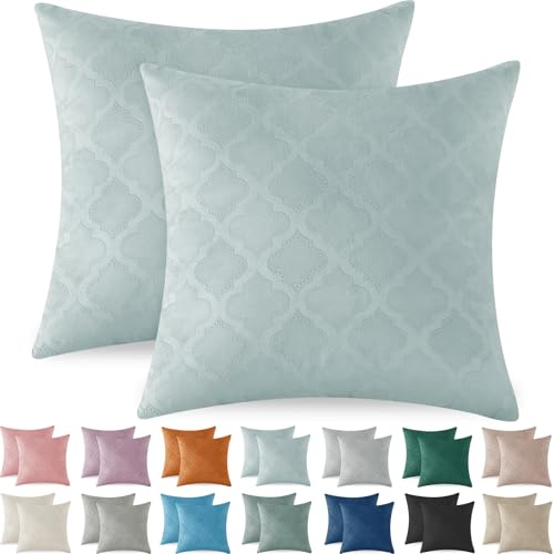 Ystyle Fundas para Almohadones 45x45 de Terciopelo Juego de 2 Decoracion Hogar Funda para Cojin Sofa Cama Salon de Estar Dormitorio Sillas Jardin Habitación Color Sólido, Gris Verde