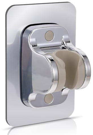 Handbrause Duschkopf Halter Wand Halter Kleber Winkel Verstellbar Wandmontage Montierte Brausehalter Haftender Handbrause Halterung Duschhalterung Ohne Bohren(Silber)