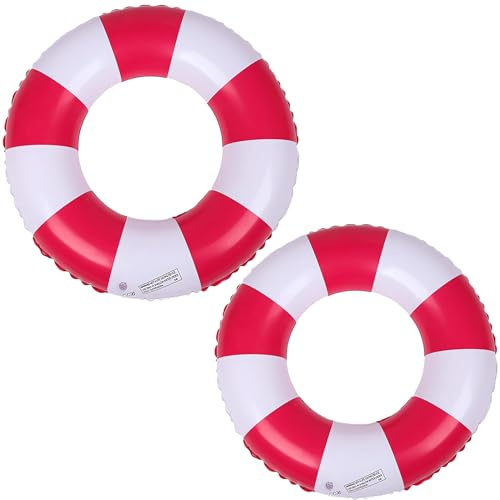 2pcs Anello di Nuoto Gonfiabile Salvagente Adulto, 70cm Strisce retro PVC gonfiabile Anello da Nuoto, piscina gonfiabile per feste estive in spiaggia e in piscina