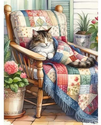 Anuver Cat Diamond Art Kits for Adults, 5D DIY Diamond Painting Kits for Beginners, Full Drill Diamond Painting Kits for Home Wall Decor, 12x12 Inch