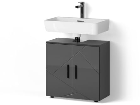 Livinity Waschbeckenunterschrank Ronco, Anthrazit Hochglanz, 60 x 59 cm