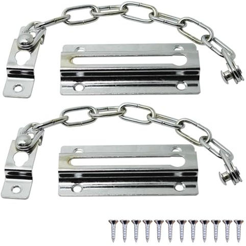 2PCS Stainless Steel Door Chain, Anti Theft Chain Lock for Door, Heavy Duty Home Safety Doors Locks with Screws, Doors Chain Internal D-oor Lock, Do-or Chains for Front Doo-r
