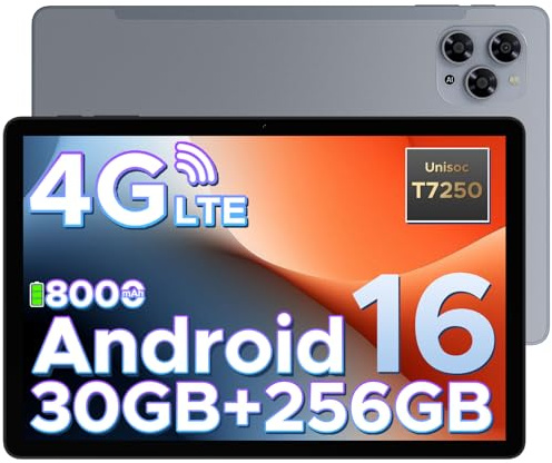 DOOGEE Tab G6 Android 16 Tablet 11 Zoll, 30GB RAM + 256GB ROM Tablet mit SIM Card Slot, 90Hz Display, Unisoc T7250 8000mAh Akku Tablets PC, Widevine L1, 13MP, 4G LTE, 3,5mm Audio/5G WiFi/Face ID/GPS