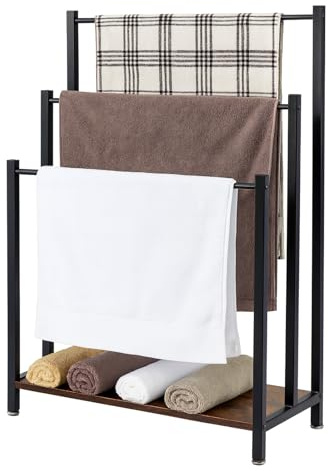 Dhouse Handtuchhalter Stehend 57 x 28 x 83 CM Handtuchständer Handtuchhalter Freistehend für Badezimmer Handtuchleiter stehend mit 3 stangen Handtuchhalter Ohne Bohren für Badetücher Kleidung Decken Z