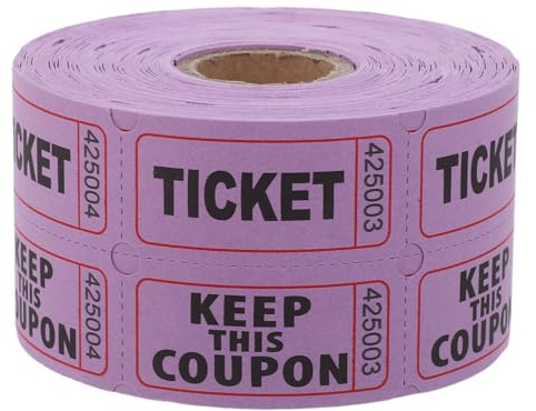 Toyvian 1000 Pièces Lot de Tickets de Jeu Double Rouleau Numérotés Billets Colorés pour Événements Récompenses Scolaires Collectes de Fonds et Jeux