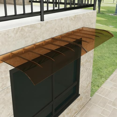 Marquesina Exterior 200 300 120 100 150 110 cm, Tejadillo Protección Lluvia y Nieve, Marquesinas para Puertas y Ventanas, Reforzada de Policarbonato 3,5 mm(Marrón,50x120cm)