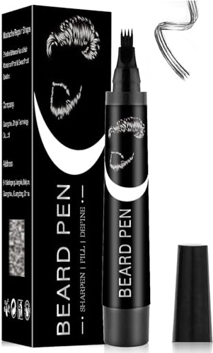 Black Mens Beard Dye Pen, Beard Filler & Colouring With Waterproof Formula & 4 Fork Tip, Suitable For Hairline And Eyebrows For Natural Look(Black)