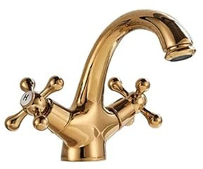 Badrumsblandare i tvättstället Kranar med två handtag Däckmonterad Varmt kallt vatten(Antique Brass)