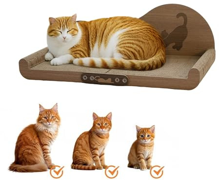 60 x 30 cm Tabla rascador extra grande para gatos de cualquier tamaño – Tabla rascador para sofá XXL de cartón rascador 2 en 1 para rascar y descansar, ideal para gatos grandes o múltiples