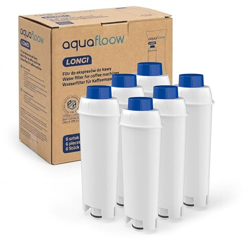 Aquafloow Vattenfilter 6 stycken för DeLonghi kaffemaskiner – kompatibel med DLCS002, SER3017, 5513292811 – lämplig för ECAM, ESAM, ETAM helautomatiska kaffemaskiner