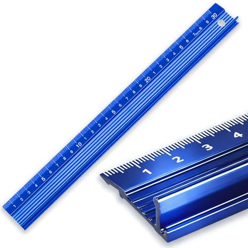Avavani 30cm Aluminium Metal Cutting Ruler with Raised Grip Protective Edge