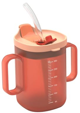 JurciCat 300ml Pipmugg För äldre Med Handtag Drickmugg Läckagesäker Pipmugg Lock Och Sugrör För Vuxna äldre Och Funktionshindrade Patienter(CS)