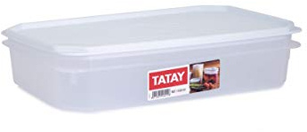 TATAY Frischhaltedose 2,1L Top Flex | Druckdeckel | Vorratsdosen mit Deckel Luftdicht | Geeignet für Mikrowelle, Spülmaschine, Kühlschrank, Gefrierfach | Kunststoff BPA-frei | 28,5x18,5x6 cm, Weiß