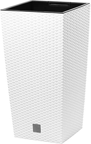 Maceta Rato de 11,4 litros con Inserto 20 x 20 x 37,6 cm en Color Blanco